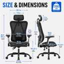 Ergonomic Office Chair, Full Mesh Desk Chair with 5D Armrests | Adjustable Lumbar Support & Headrest, 135 Stepless Reclining Backrest, Holds 350 LBS Home Task Computer Chair