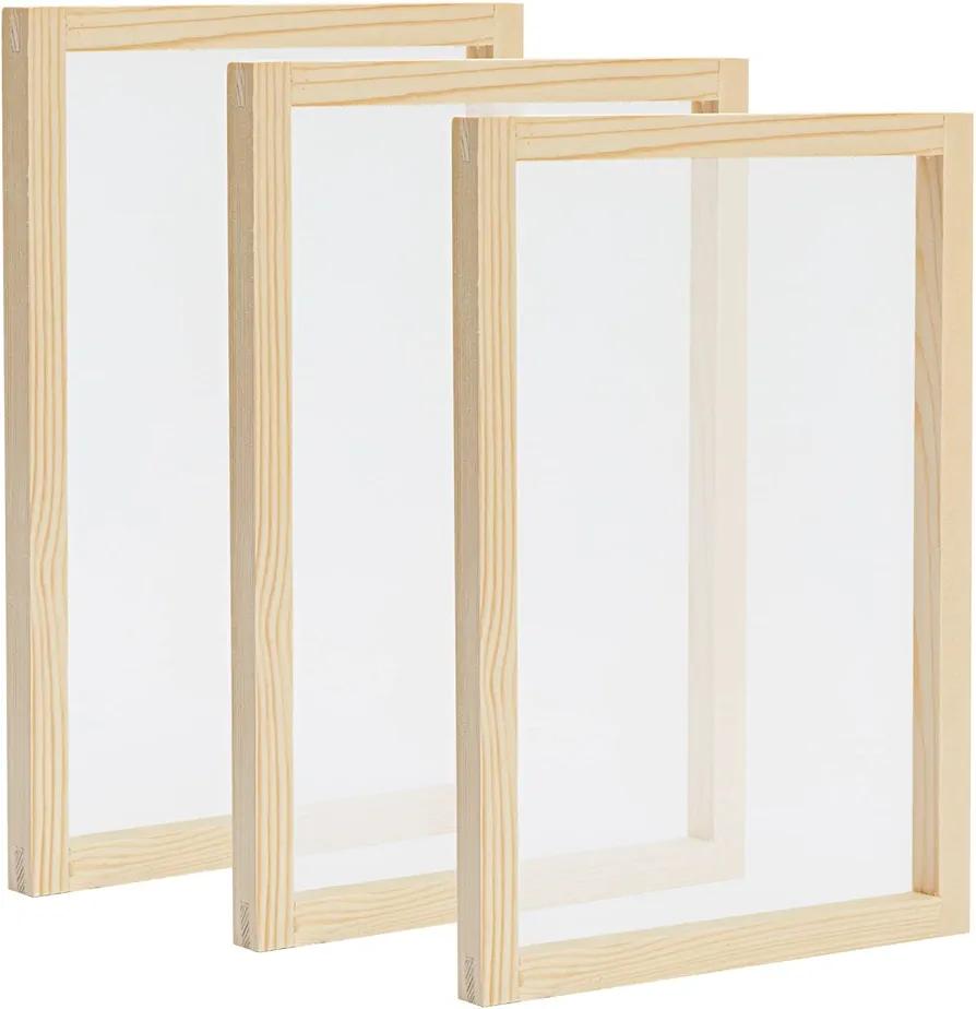 Bright Creations 3 Pack Wood Silk Screen Printing Frame Kit for Beginners and Kids, 10x14 Wood Frame, 110 White Mesh