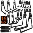 KOFANI Steel Garage Storage Hooks - 16 Pack Anti-Slip Coating, Heavy Duty Wall Mount Hooks for Hanging Bike, Ladder, Garden Tools