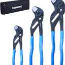 toolant 7/10/12-INCH Plier Wrench, CR-V Construction Adjustable Wrench Set With Pouch, Black Finish Smooth Jaw Pliers, Parallel Jaws, Suitable for All Types of Nuts, Water Pipes, etc