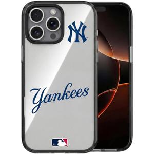 MLB New York Yankees iPhone Case - Clear Back Panel with Team Logo, Rugged Drop Protection for iPhone 15 Pro Max, NY Yankees (Yks)
