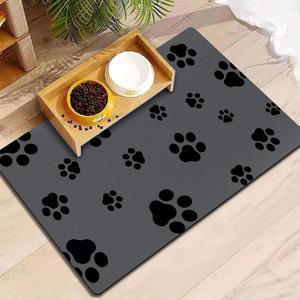 18"30" Dog Food Mat-Absorbent Dog Mat for Food and Water, No Stains Quick Dry Cat Food Bowl Mat with Footprints for Messy Drinkers,Dark Grey (Dark Gray-JY)