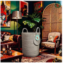 Modern Granny Extra Large Cotton Rope Laundry Hamper 16x22 Inch Dual Secure Woven Handle for Living Room Closet Clothes Blanket Organization