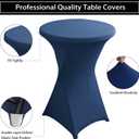2 Pack 32x43 Inch Navy Blue Spandex Cocktail Table Covers, Fitted Round Cocktail Tablecloth, Stretch Highboy Table Cover Cloth for Wedding, Party, Banquet, Event