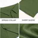 Runcati Mens Casual Shirts Button Down Short Sleeve Lightweight Linen Shirt Summer Beach Tops with Pocket (X-Large, Army Green)