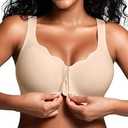 Front Closure Bras for Women - M-4XL - Wireless Jelly Bra with 2 Hook & Eyes No Underwire Seamless T-shirt Bralettes (Black)