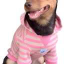 YQYS Dog Hoodie with Leash Hole, Striped Cotton Sweatershirt for Small Dogs, Good Look Outfits in Park, Daily Wear Warm Puppy Apparel for Indoor Outdoor Walking Pink Small