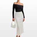 PINKMSTYLE Sexy Mesh Off The Shoulder Bodysuits For Women Double Lined Long Sleeve Bodysuit Going Out Tops (Black, L)