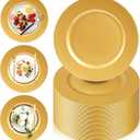 PROY 100 Pcs Charger Plates Bulk, 13" Gold Plate Charger for Dinner Plates, Round Wedding Chargers Plastic Dinner Plates for Table Setting Wedding Party Decoration, Smooth