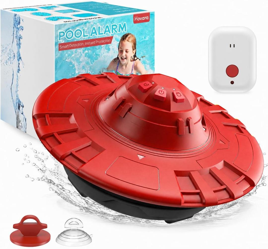 Pool Alarm, Floating Pool Safety Alarms for Inground & Above Ground Pools – Loud 110dB Alert, Adjustable Sensitivity, Protection for Kids & Pets (Red+Black)