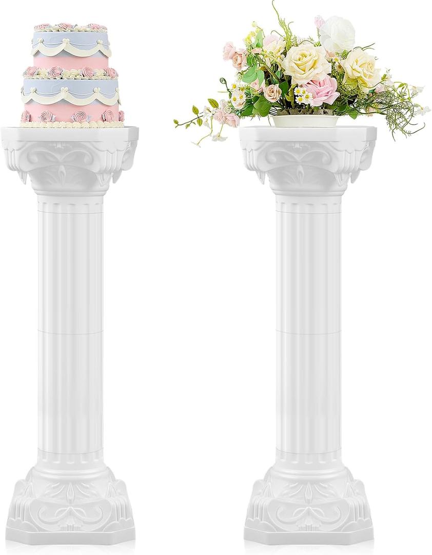 Colingmill 2 Pcs Wedding Roman Column Greek Pillars Stand Plastic Wedding Pillars Columns for Ceremony Flowers Plant Holder for Ceremony Event Party (Vintage,10.63 x 10.63 Inches)
