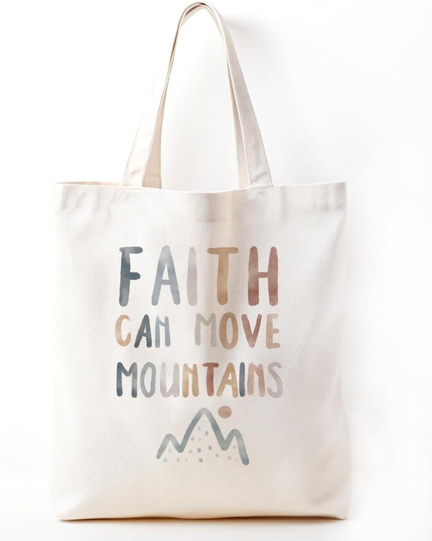 Christian Tote Bag, Bible Bag, Bible Tote Bag, Bible Bags for Women, Baptism Gifts for Girl, Church Bag (Faith Can Move)