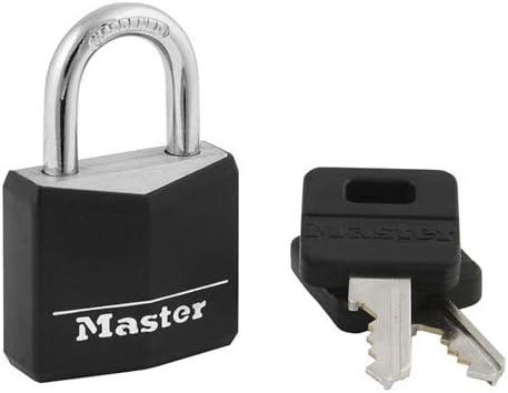 1-3/16 In. Solid-Brass Keyed Padlock, Black Covered Keyhead