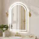 Niccy Arched LED Bathroom Mirror, 36x24 Arch Wall Mounted Frameless Bathroom Mirror for Vanity, Smart Lighted Frontlit Mirrors with Memory Function for Bathroom Bedroom Beauty Hair Salon