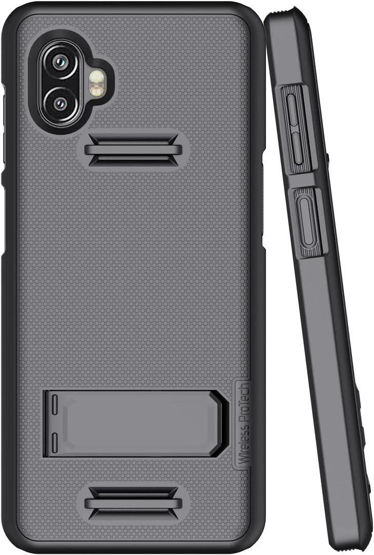 Case Compatible with Samsung Galaxy XCover6 Pro (SM-G736), Protective Shell Case with Kickstand and Screen Protector (Black)