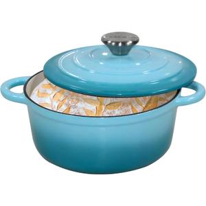 Dutch Oven Enameled Dutch Oven Pot with Lid,2.1 QT Dutch Oven,Teal Cast Iron Dutch Oven,Dutch Oven Pot with Dual Handles,Dutch Oven for Bread Baking,Braiser,Cooking,Gifts for Family