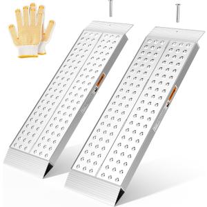 Aluminum Shed Ramp 39"L x 11"W Loading Ramps 3000 Lbs Capacity Lightweight Portable Ramp Anti-Slip Waterproof for ATV Lawn Mower Golf Cart Dirt Bike Motorcycle Garden Tractor Snow Blower 2Pcs