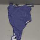 Women's Sexy One Piece Bathing Suit Swimsuit High Cut Leg Cheeky Coverage, Adjustable Thin Strap (Blue / White Gingham, Size S (High Cut))