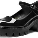 DREAM PAIRS Women's Mary Janes Shoes Platform Dress Low Heel Chunky Pumps Round Toe Ankle Strap Pumps Shoes Oxfords Esther (8, Black)