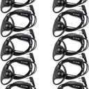 Retevis Case of 10, Walkie Talkies Earpiece with Mic 2 Pin D-Type Headset for H-777 RT22 RT21 RT86S, Compatible with Pxton, Baofeng BF-888S, Kenwood Walkie Talkies, Walkie Talkie Earpiece(10 Pack)