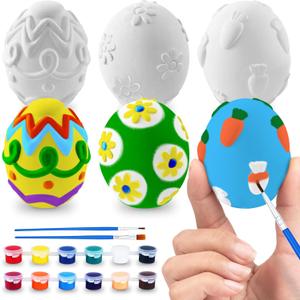 ArtCreativity 3D Easter Egg Painting Kit - Easter Craft Kit Includes Molds, Paint, Brushes for Kids & Adults - Ceramic Plaster Painting Kit - DIY Gifts for Spring - Basket Stuffers