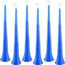 Cagemoga 6 Pieces Collapsible Stadium Horn 24 Inch Plastic Trumpet Horn Stadium Horn Noise Maker for Sporting Events Sports Themed Party Supplies (Blue)