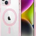ESR for iPhone 14/iPhone 13 Case, Compatible with MagSafe, Shockproof Military-Grade Protection, Scratch-Resistant Back, Magnetic Phone Case for iPhone 14/iPhone 13, Classic Hybrid Case, Clear Pink