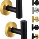 Kruodop Towel Hooks for Bathroom,2 Packs Wall Mount Towel Holder,Blak Gold Matte Wall Robe Hook,Stainless Steel Heavy Duty Door Hanger Towel Hook for Kitchen, Bedroom,Hotel,Pool,Coats