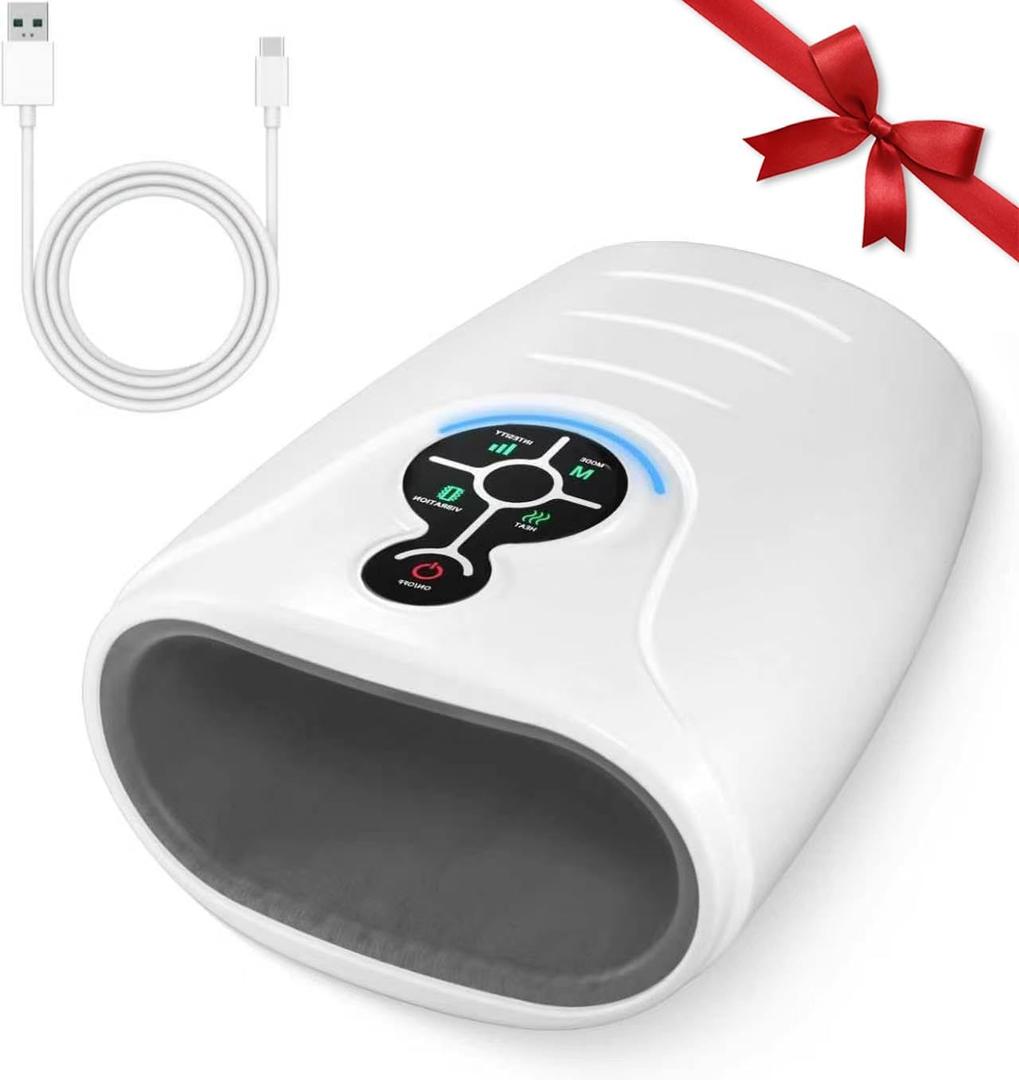 AERLANG Hand Massager Hand Massage Machine with Heat and Compression Cordless Electric Hand Massager for Arthritis and Carpal Tunnel, Birthday Gifts for Women Men mom Husband Gifts Gray-White