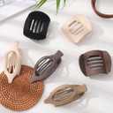 6 PCS French Flat Hair Clips for Women 2 Styles Large Matte Flat Claw Clips Strong Hold No-Slip Duckbill Hair Barrettes for Lying Down, Driving,Yoga(Brown)