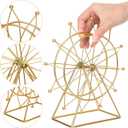 Cabilock Ferris Wheel Ornament Metal Desktop Sculpture Gold Home Decor for Living Room Office Bookshelf Entryway Decoration 9.06X8.66X3.54 Inches