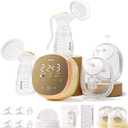 Hands-Free Wearable Breast Pump, Hospital-Grade Breastfeeding Pump, 4 Modes & 9 Levels, Double Portable Electric Milk Pumps with 4400mAh Strong Battery, LCD Display & Night Light, 2-Pack