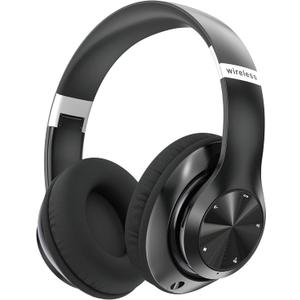 Headphones Wireless Bluetooth with Mic, Wireless Headphones Over Ear with Hi-Fi Audio Deep Bass,3.5MM Cable,Soft-Earpads (NO ANC)