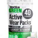 Rockin' Green Laundry Detergent Pods, Plant-based, All Natural, Vegan & Biodegradable Odor Fighter, Safe for Sensitive Skin (Unscented, Active Wear 40 Pods)
