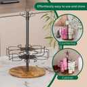 Water Bottle Organizer for Stanley 20/30/40oz, Tumblers Holder Compatible with Stanley, Owala, Simple Modern,360 Rotating Lazy Susan & Accessory Hooks, White & Vintage Brown