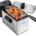 Hamilton Beach 35032 Professional Style Electric Deep Fryer, Frying Basket with Hooks, 1500 Watts, 3 Liters, Stainless Steel
