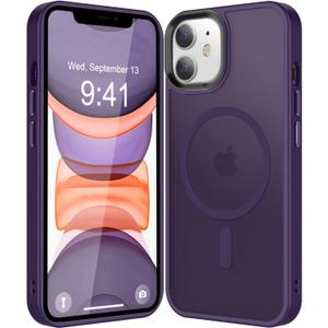 Strong Magnetic for iPhone 11 Case Compatible with Magsafe, [13FT Drop Resistant] Translucent Matte Skin Feeling Back, Aluminum Alloy Keys Shockproof Phone Case, Deep Blue