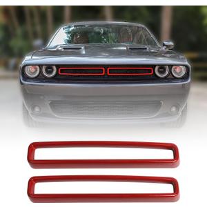 JeCar Grille Inserts ABS Grill Cover Trim Kit Exterior Accessories Compatible with Dodge Challenger 2015-2023, Red