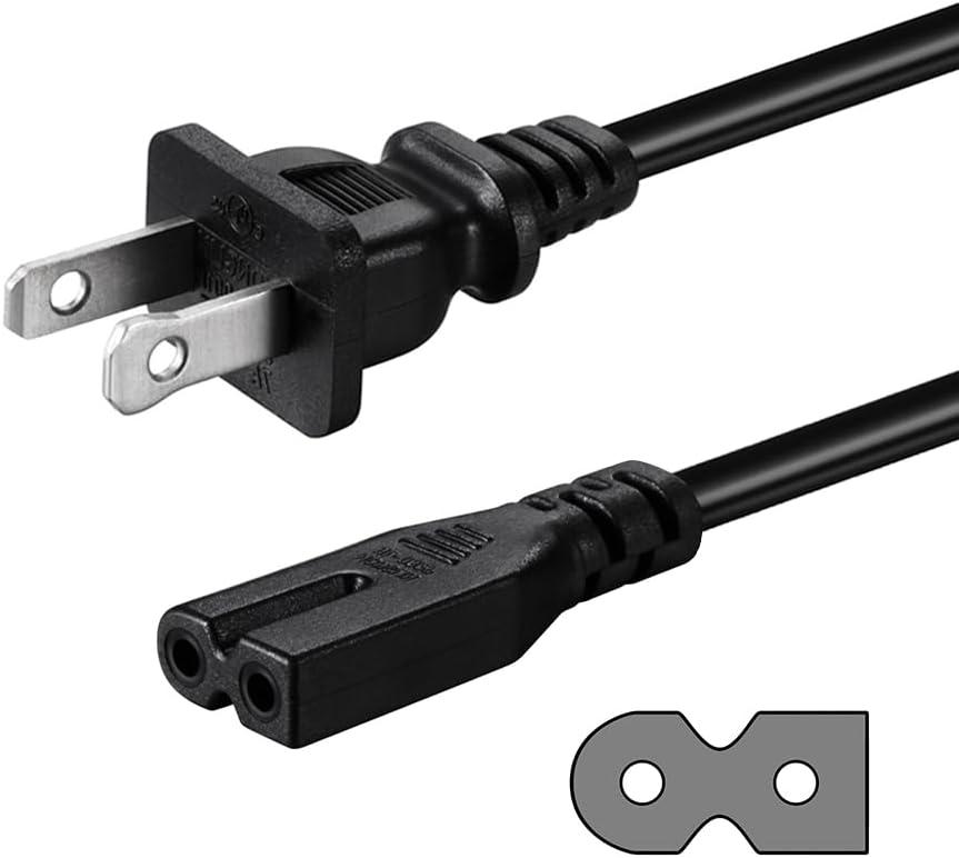 2 Prong AC Power Cord Compatible with Vizio D/E/M Series HDTV, Vizio Sound Bar Power Cable Replacement (6 ft)