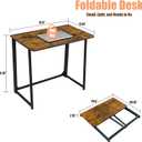 31.5" Folding Desk for Small Spaces, Foldable Computer Table for Home Office, Study,Bedroom,Dorm,Craft, Space Saving,Small Writing Work Office Compact Computer Desk,Easy Assembly,Rustic Brown, Small Size:31.5 x 17.91