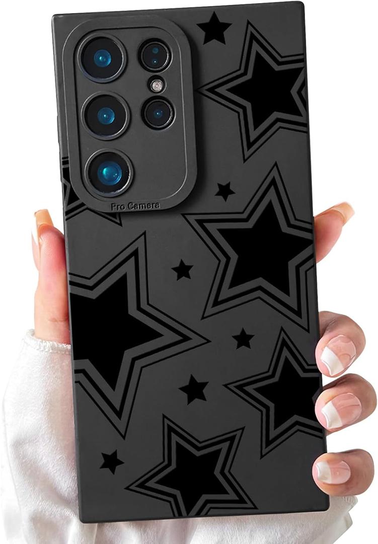 Lovmooful Compatible for Samsung Galaxy S23 Ultra Case Cute Cool Star Black Design for Girls Women Soft TPU Shockproof Protective Girly for Samsung Galaxy S23 Ultra-Black Star