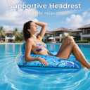 Inflatable Fabric Covered Pool Float Adult with UPF50+ Sunshade Canopy & Cup Holders,Large Water Lounger Float Recliner Chair for Pool Party Lake Beach