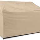 Covermates Classic Outdoor Patio Sofa Cover Heavy-Duty 12-Gauge Vinyl with Polyester Lining, Elastic Hem & Mesh Vent for Moderate Weather Protection, 52W x 32D x 34H, Classic Tan