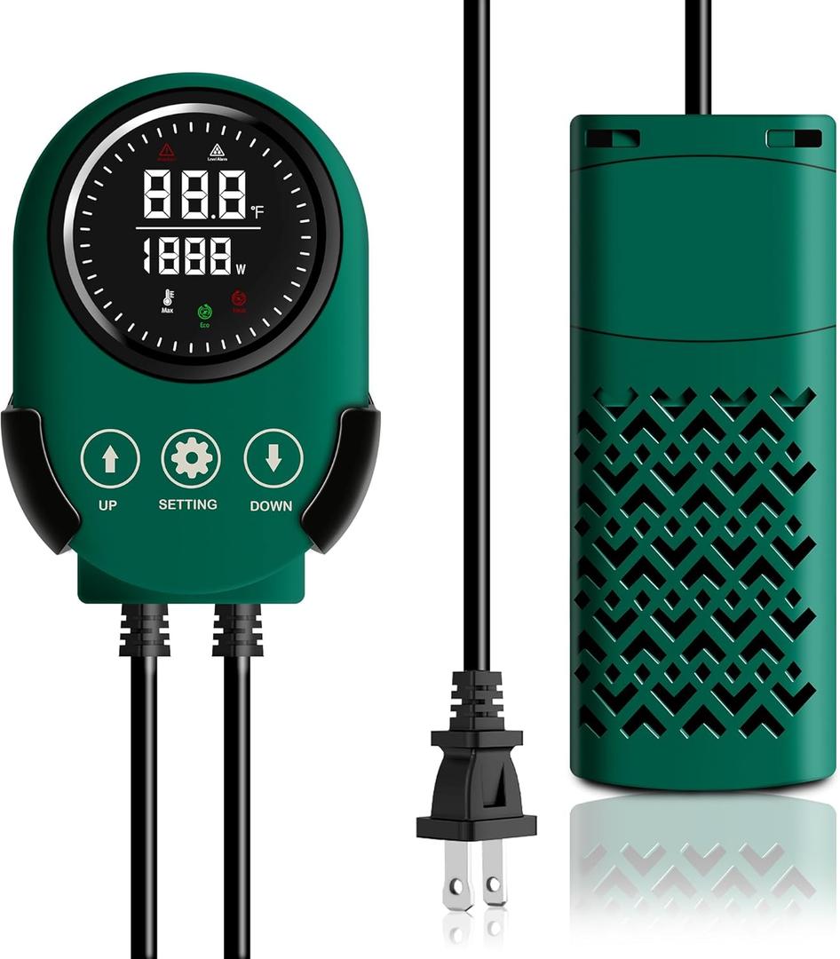 300W Smart Aquarium Heater Submersible with Variable-Frequency Energy Savings, Dual Probes for Leaving Water Automatically Stop, PTC Tech for Overheat Protection, Adjustable for Freshwater, Saltwater (300W for 40-80 Gallon)