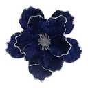 KI Store Blue Velvet Magnolia Flowers Pack of 6 Oversize Artificial Christmas Poinsettia Floral Picks Stems for Xmas Tree Wedding Centerpiece Decorations