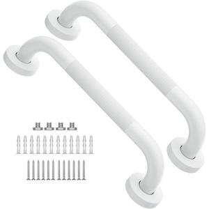 12 Inch Anti Slip Shower Grab Bar Oil Rubbed White, Munzong Bathroom Grab Bar, Knurled Bathroom Balance Bar,Safety Hand Rail Support Handicap Elderly Injury Senior Assist Bath Handle