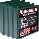 Samsill Durable 1.5 inch 3 Ring Binder, D Ring Binder, 100% Recycled Chipboard, Green, 4 Pack