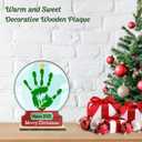 Personalized Snowball DIY Handprint Wooden Sign, Baby First Christmas Sign Plaque Keepsake for Newborn Baby Kids Toddler, Holiday Craft, Christmas Art Craft, GIft for New Mom, New Dad, Memory Keepsake