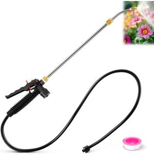 Enhon Replacement Sprayer Wand Compatible with PetraTools & Greenworks, Retractable 29" Stainless Steel Pump Action Pressure Sprayer with Adjustable Nozzle, Trigger Wand & Hose