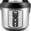 Aroma Housewares Professional Plus ARC-5000SB 20 Cup (Cooked) Digital Rice Cooker, Food Steamer, Slow Cooker, Stainless Exterior/Nonstick Pot, Silver, Black, 10-cup uncooked/20-cup cooked/4QT